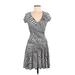 BCX Casual Dress - Fit & Flare: Gray Argyle Dresses - Women's Size Medium