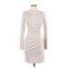 Tart Casual Dress - Sheath Crew Neck Long sleeves: Gray Print Dresses - Women's Size Medium