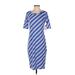 Lularoe Casual Dress - Sheath Scoop Neck Short sleeves: Blue Print Dresses - New - Women's Size Small