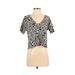 LNA Short Sleeve Top Black Leopard Print V Neck Tops - Women's Size X-Small