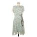 Nicole Miller New York Casual Dress - Wrap: Green Floral Dresses - Women's Size 6
