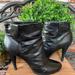 Nine West Shoes | Nine West Candra Heeled Ankle Booties; Ruched Black Leather Pull On; Size 9.5m | Color: Black | Size: 9.5