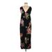 Forever 21 Casual Dress Plunge Sleeveless: Black Floral Dresses - Women's Size Medium