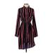 Xhilaration Casual Dress - Shirtdress: Red Stripes Dresses - Women's Size Small