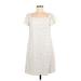 Signature by Robbie Bee Casual Dress - A-Line Square Short sleeves: Ivory Print Dresses - Women's Size 8