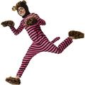 dressforfun 900534 Secretive cheshire cat costume | Pink and black striped onesie fancy dress | Storybook outfit with accessories