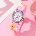 Montre-bracelet à quartz en silicone rose pour enfants montres de dessin animé pour enfants cadeau