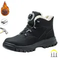 Chaussures de sécurité en cuir noir pour hommes bottes de travail imperméables chaussures de