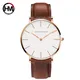 Hannah Martin-Montre-bracelet à quartz étanche pour homme cuir marron argenté montre habillée