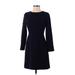 Club Monaco Casual Dress - A-Line Crew Neck 3/4 sleeves: Blue Solid Dresses - Women's Size 0