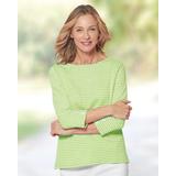 Appleseeds Women's Coastal Cotton Striped Bateau-Neck Tee - Multi - PM - Petite