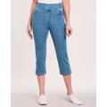 Blair Women's DenimEase Flat-Waist Capris - Denim - 8PS - Petite Short