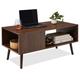 Corrigan Studio® Camaury Wooden Mid-Century Modern Coffee Accent Table Furniture W/Open Storage Shelf Wood in Brown | Wayfair