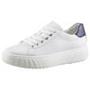 Plateausneaker ARA "MONACO", Damen, Gr. 5,5 (38,5), bunt (weiß, nachtblau), Glattleder, kontrastfarbene Details, sportlich, Schuhe, Freizeitschuh, Halbschuh, Schnürschuh, mit Wechselfußbett, H-Weite