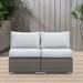 Ebern Designs Bodmans 25.2" Wide Outdoor Loveseat w/ Cushions Metal in Gray | 25.2 W in | Wayfair 67A5FC7A092843B3AF9EBDED712CFB14