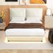 Ivy Bronx Hinke Vegan Leather Platform Bed Upholstered/Faux leather in White | 41.6 H x 62.3 W x 80 D in | Wayfair A4CBFB62C84B44849F8F88C902E45287