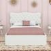 Red Barrel Studio® Cyran Upholstered Slat Storage Bed Upholstered in White | 42.9 H x 56.5 W x 78.7 D in | Wayfair 5B7CA0ECB5B74BB0B0434A5B64348334