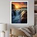 Millwood Pines Summery Sunset Over Majestic Waterfalls I Framed On Canvas Print Metal in Blue/Brown/Yellow | 32 H x 24 W x 1 D in | Wayfair