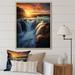Millwood Pines Summery Sunset Over Majestic Waterfalls I Framed On Canvas Print Plastic in Blue/Brown/Yellow | 44 H x 34 W x 1.5 D in | Wayfair