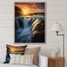 Millwood Pines Summery Sunset Over Majestic Waterfalls I Framed On Canvas Print Metal in Blue/Brown/Yellow | 32 H x 16 W x 1 D in | Wayfair