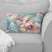 Designart "Pink And Blue Damask Flowering" Damask Printed Throw Pillow