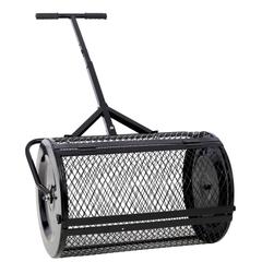 24'' Black Metal Mesh Compost Spreader with T shaped Handle for Planting, Garden Care and Lawn - 49.6''×24''×16''