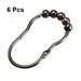 Shower Curtain Ring Hooks, for Shower Rods Curtains Liners Black Ball 6Pcs