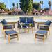 7 Piece Outdoor Conversation Set with Stable Acacia Wood Frame Cozy Seat & Back Cushions - 29.5" x 30" x 31.5"