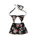 Cat Clothes Dogs Floral Prints Swimming Dress Bikini Swimsuit Beach Stylish Bathing Suit Dog Sweaters Black M