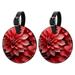 OWNTA Petals Flowers Pattern 2Pcs PU Leather Round Bag Tags with Privacy Cover and Name ID Tag for Travel Luggage Handbags Backpacks and School Bags