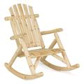 LeCeleBee Log Rocking Chair Wood Porch Rocker Lounge Patio Deck Balcony Furniture Rustic Single Rocker Natural