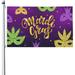 Mardi Gras Garden Flag 3 x 5 Ft Double Sided Banner with Brass Grommets Funny Flags for Room Rustic Farmland Lawn House Festival Anniversary