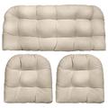 LeCeleBee Indoor Outdoor 3 Piece Tufted Wicker Settee Cushions 1 Loveseat & 2 U-Shape Weather Resistant - Choose Color (Ivory Tufted 2- 21 x21 1- 44 x22 ) 3 Piece Set