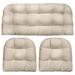 LeCeleBee Indoor Outdoor 3 Piece Tufted Wicker Settee Cushions 1 Loveseat & 2 U-Shape Weather Resistant - Choose Color (Ivory Tufted 2- 21 x21 1- 44 x22 ) 3 Piece Set