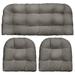 RSH DÃ©cor Indoor Outdoor 3 Piece Tufted Wicker Settee Cushions 1 Loveseat & 2 U-Shape Weather Resistant ~ Choose Color ( Grey Gray 2-19 x19 1-41 x19 )