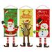 BESTONZON 3 Pcs Merry Christmas Door Hanging Sign Festive Cloth Hanging Flag Wall Hanging Porch Yard Door Decorative Party Hanger for Home Office Cafe Shop (Elk Santa Snowman Style)