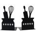 2Pcs Non-skid Bookends Metal Book Stoppers Creative Utensil Shape Book Holders Office Table Bookends
