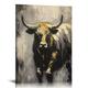 FLORID Bull Picture Abstract Cow Painting Texas Longhorn Cow Print Black and White Cow Poster Farm Animal Canvas Wall Art Texas Longhorn Poster 16x20 in / 12x16 in Wall Art Printed 16x20 in