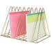 Triangle Desk Organizers Metal Wire Magazine Holder 9 Sections Decorative File Folder Organizer Vinyl Record Storage Office File Organizer For Desk Gold Magazine File Holder