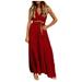 Women s Chiffon Summer Dresses Lace Trim Bohemian Maxi Dress Deep V Neck Sleeveless Tank Long Maxi Dresses with Belt