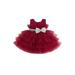 Qtinghua Toddler Baby Girls Ball Gown Sleeveless Bow Mesh Tulle Tutu Princess Dresses Formal Party Birthday Wedding Dress Claret Red 1-2 Years