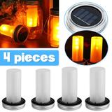 Dosaele 4Pcs Solar Mason Jar Lid Lights Waterproof Mason Jar Lids Lights for Jars Simulation Flame Flickering Garden Wedding Patio Home Decoration Lights for Regular Mouth Mason Jar Lantern