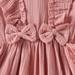 B91xZ Toddler Party Dresses Bowknot Solid Color Ruffles Dress Dance Party Dresses Clothes (Pink 6-7 Years)