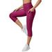Baqcunre Yoga Pants Women Pocket Capri 3/4 High Waist Elastic Opaque Plus Size Sports Leggings With Side Pockets Womens Pants Compression Leggings For Women Workout Leggings For Women Purple S-XXL