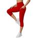 Baqcunre Yoga Pants Women Pocket Capri 3/4 High Waist Elastic Opaque Plus Size Sports Leggings With Side Pockets Womens Pants Compression Leggings For Women Workout Leggings For Women Red S-XXL