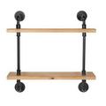 24 Two Shelves Solid Wood Wall Mounted Shelving Unit