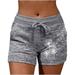 Jalioing Sweat Shorts for Women Classic Printed Workout Yoga Short Pant Drawstring Elastic Rise Sweatpant (Large Gray)