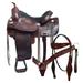 87HS 18 Inch HILASON Western Horse Genuine Leather Floral Design American Treeless Trail Saddle Antique Dark Brown