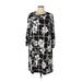 Apt. 9 Casual Dress - Shift Crew Neck 3/4 sleeves: Black Floral Dresses - Women's Size Large