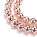 Electroplate Non-magnetic Synthetic Hematite Bead Strands Round Rose Gold Plated